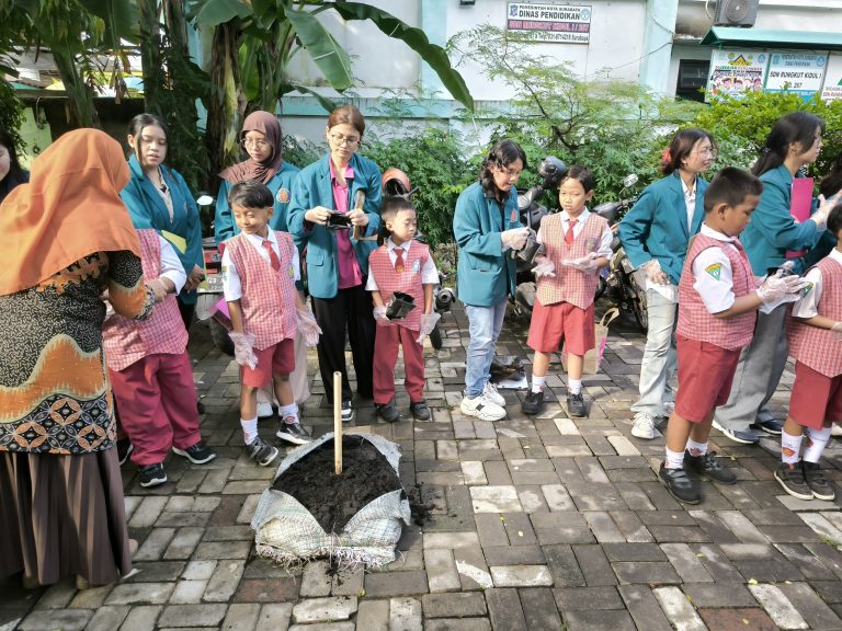 Belajar Menanam Sayur: Pusdakota Ubaya di SDN Rungkut Kidul 1
